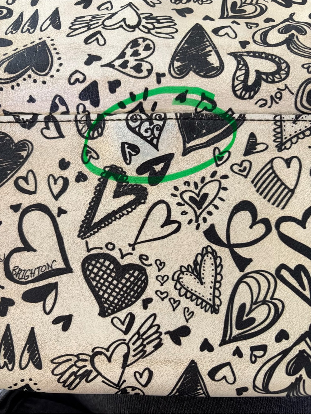 Brighton White and Black Heart Doodle Crossbody Bag - Picture 3 of 4